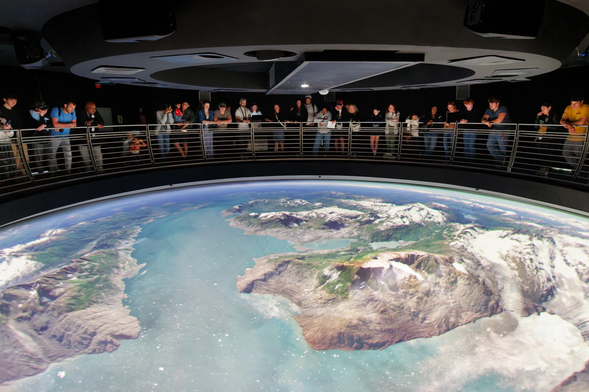 Fisheye rendering of the Big Bang visualization in OpenSpace
